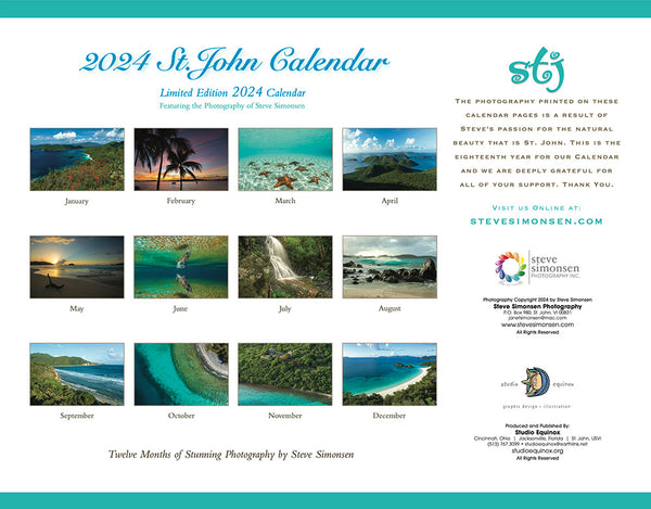 2024 St. John Calendar by Steve Simonsen SALE!