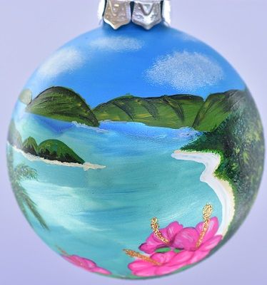 Island in the Sea Glass Ball Ornament - Trunk Bay, St. John, VI