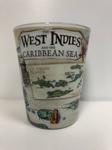 West Indies and Caribbean Sea Shot Glass