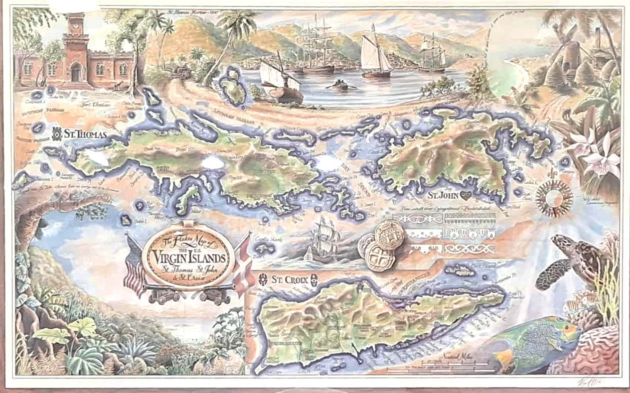 USVI Flukes Map - Giclee Edition in Tube