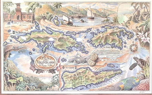 USVI Flukes Map - Giclee Edition in Tube