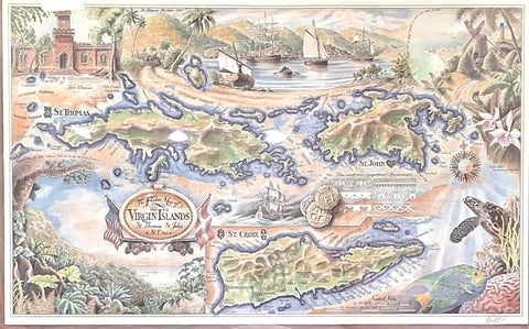 USVI Flukes Map - Giclee Edition in Tube