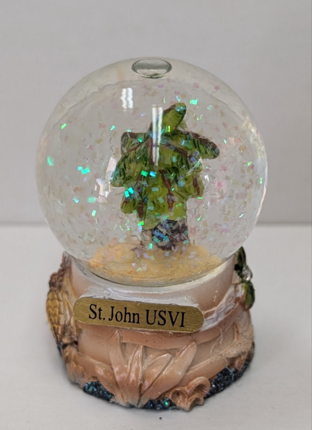 St. John Palm Tree Glitter Globe 1.75 in