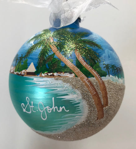 White Beach Glass Ball Ornament