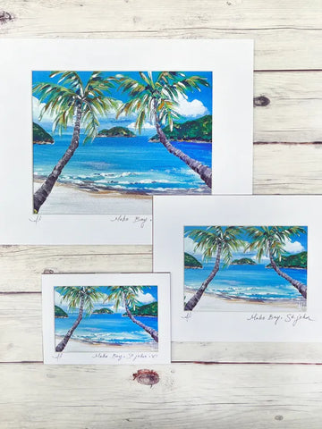 Maho Bay Beach Palms St. John VI Matted Print (Horizontal)