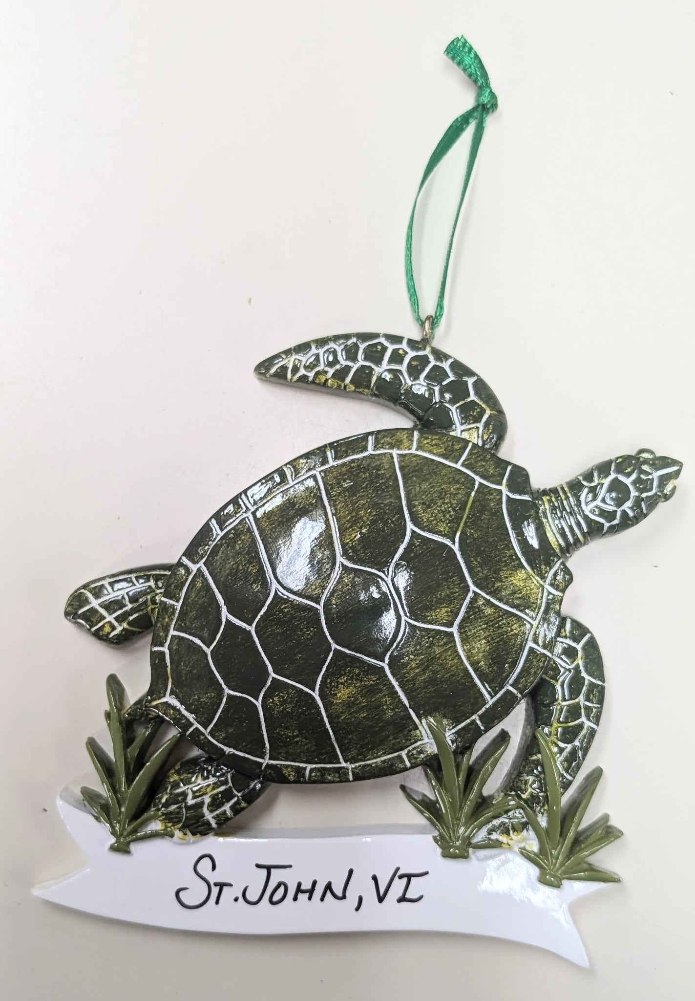 Green Sea Turtle Ceramic Christmas Ornament - St. John VI