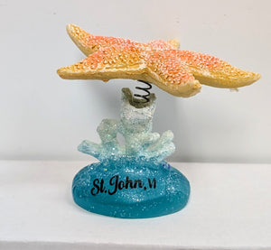 Starfish Ceramic Figurine on a Spring