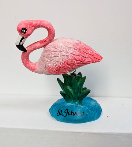 Flamingo Ceramic Figurine on a Spring