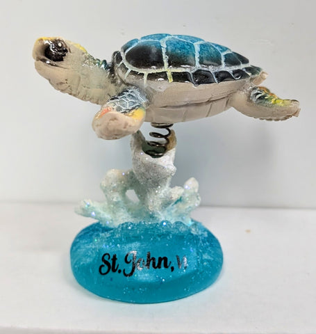 Turtle Ceramic Figurine on a Spring