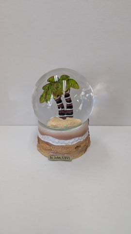 St. John Palm Tree Glitter Globe 2.5 In