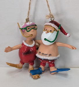 Santa and Mrs. Claus Snorkeling St. John, VI Ornament