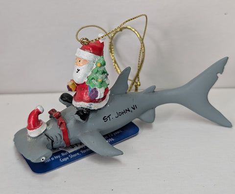 Santa Shark Riding St. John, VI Ornament