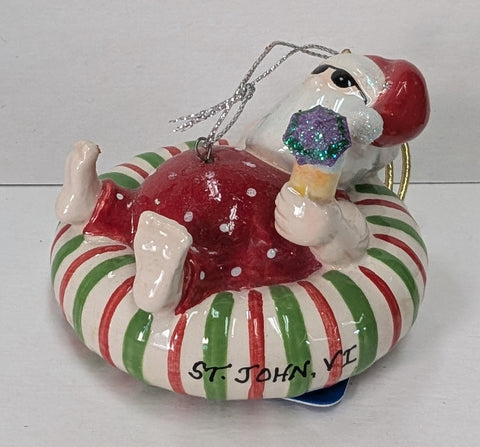 Santa Beach Float St. John, VI Ornament