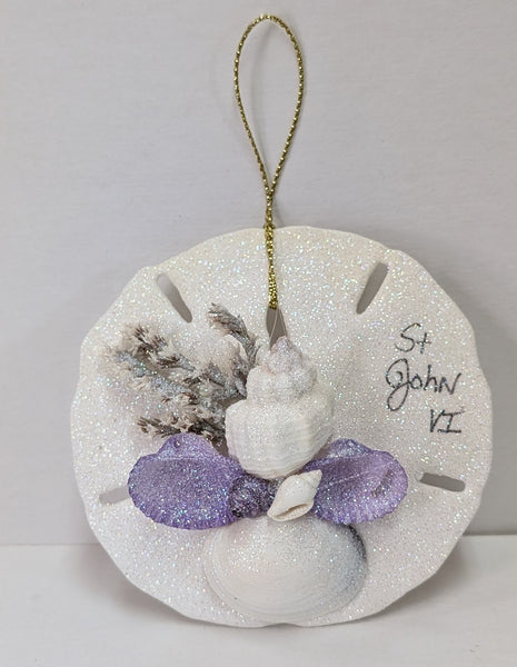 3D Glitter Sand Dollar Ornament St. John, VI