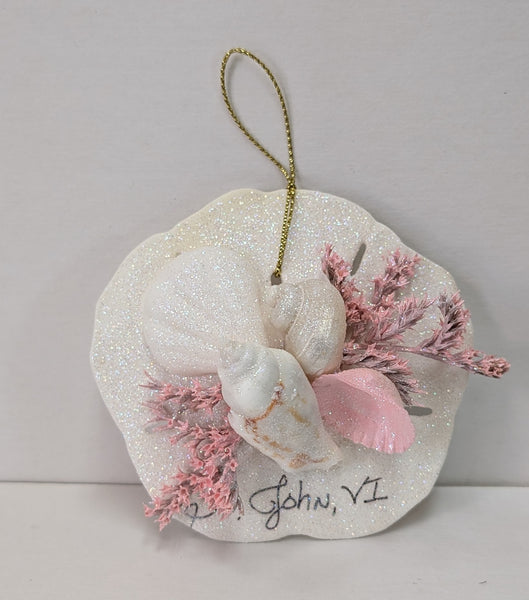 3D Glitter Sand Dollar Ornament St. John, VI