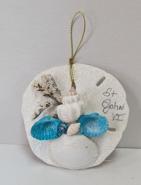 3D Glitter Sand Dollar Ornament St. John, VI