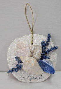 3D Glitter Sand Dollar Ornament St. John, VI