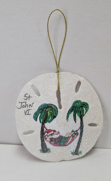 Glitter Sand Dollar Ornament St. John, VI