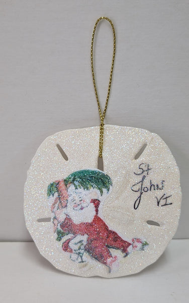 Glitter Sand Dollar Ornament St. John, VI