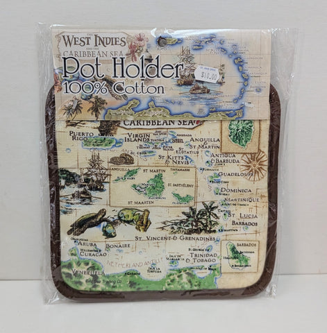 Antique West Indies Map Pot Holder