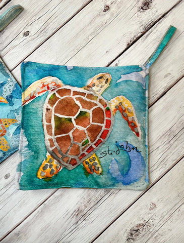 Hibiscus Jazz Pot Holder -  Sea Turtle