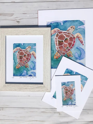 Sea Turtle Matted Print