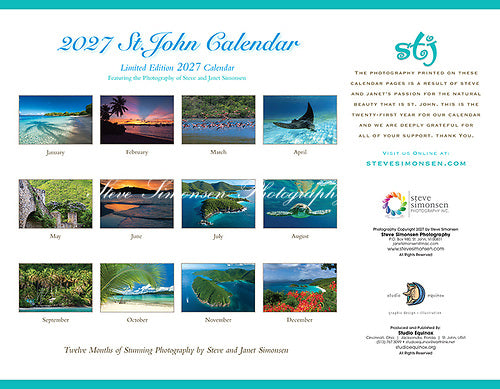 PRE-ORDER 2027 St. John Calendar by Steve Simonsen