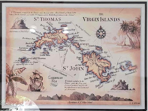 Antique USVI Map in Tube