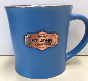 Brass Plaque Blue Mug