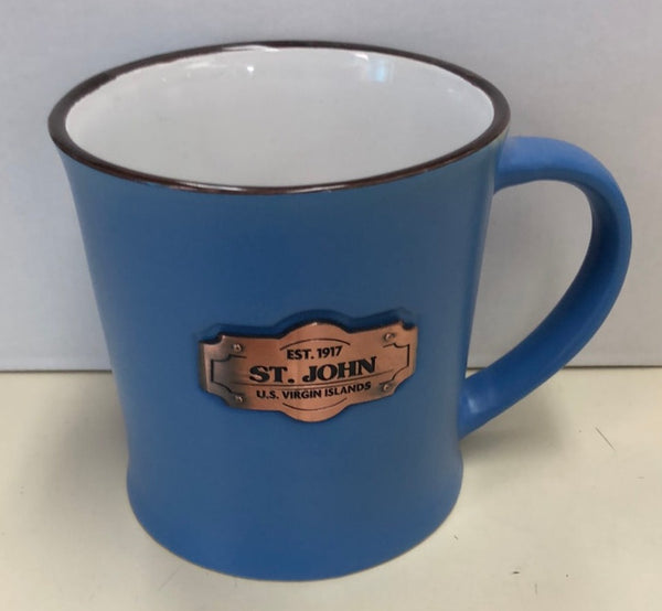 Brass Plaque Blue Mug