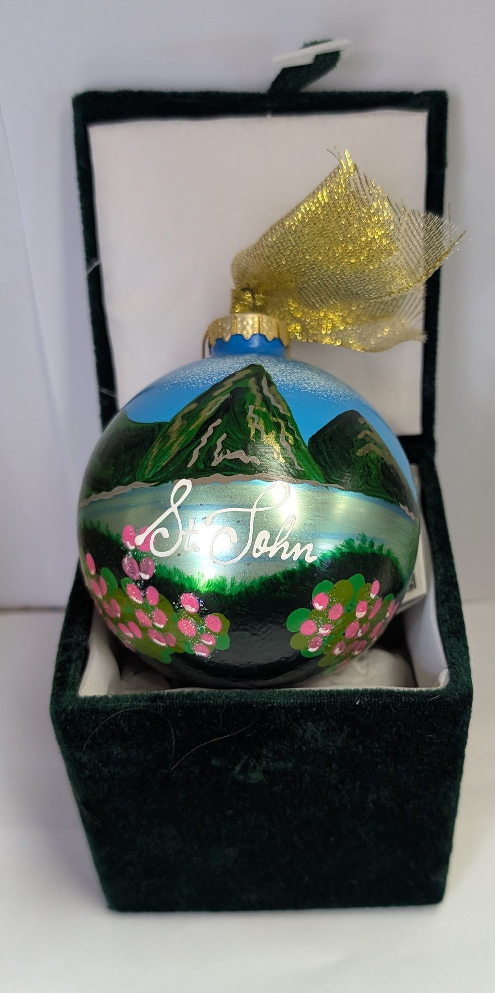 Hand Painted Paradise Lost Glass Ball Ornament - St. John, VI