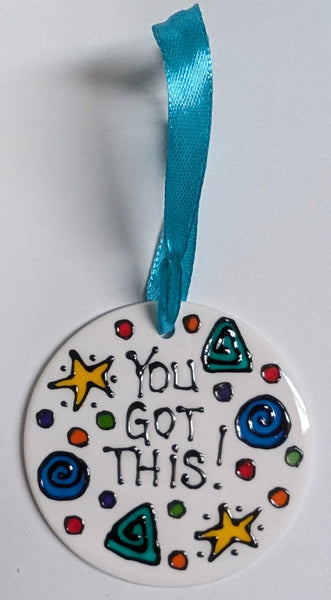 Stepho Hand Painted Phrase Ceramic Disc Ornaments