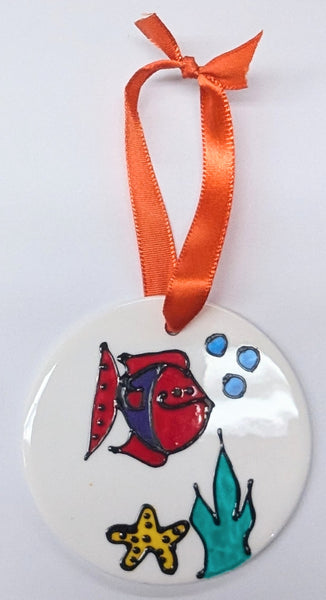 Stepho Hand Painted Picture Ceramic Disc Ornaments