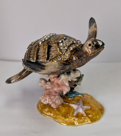 Turtle with Coral Jewelry Box