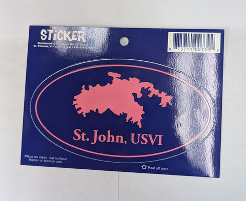 Pink St. John, USVI Map Sticker