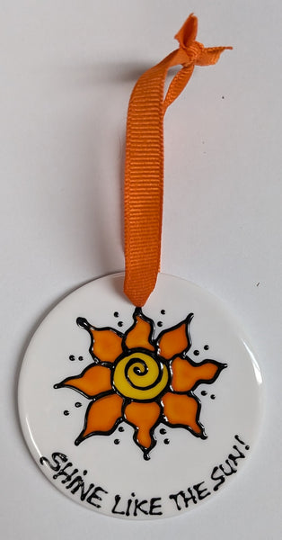Stepho Hand Painted Phrase Ceramic Disc Ornaments