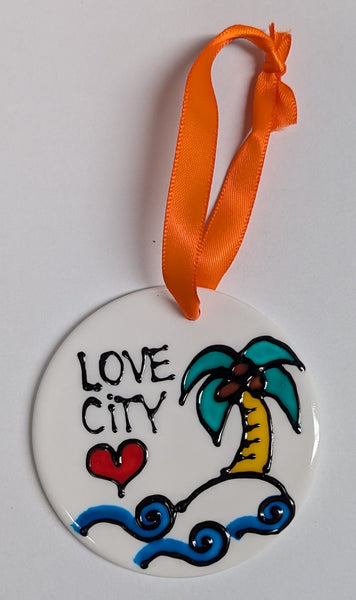 Stepho Hand Painted Phrase Ceramic Disc Ornaments