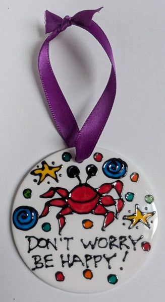Stepho Hand Painted Phrase Ceramic Disc Ornaments
