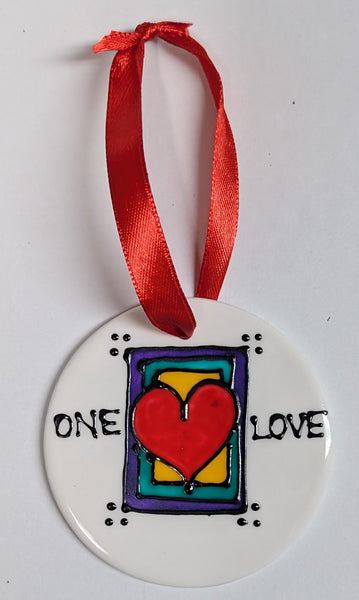 Stepho Hand Painted Phrase Ceramic Disc Ornaments