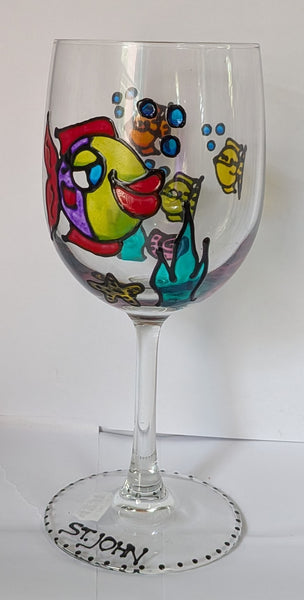 Hand-Painted White Wine Glasses by Stepho