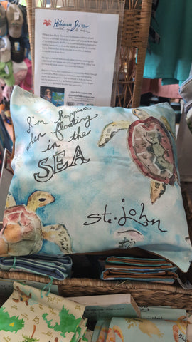 I'm Happiest When I'm Floating in the Sea Turtle Pillow Cover