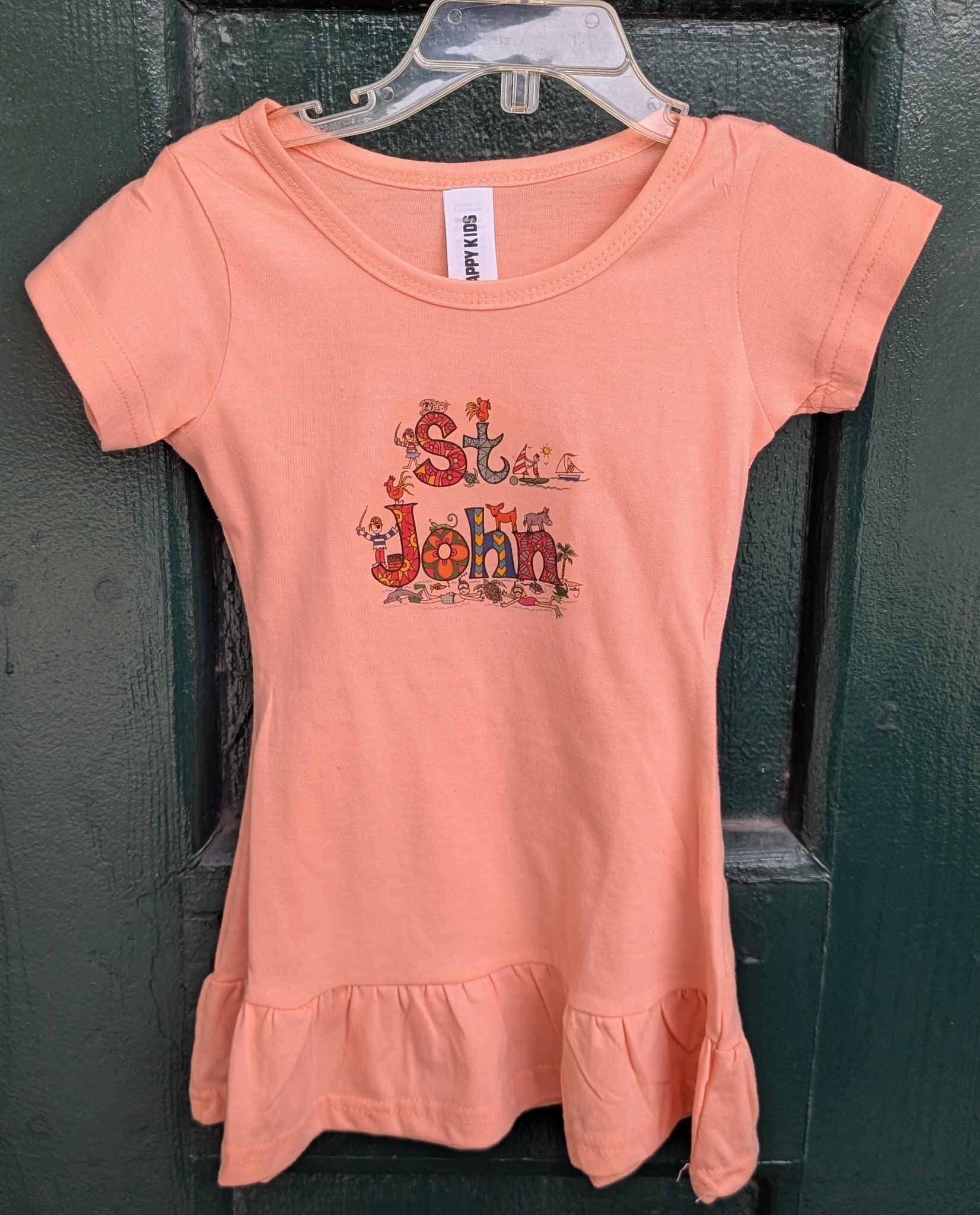 Sherbet Orange Ruffled St. John USVI Kids Dress