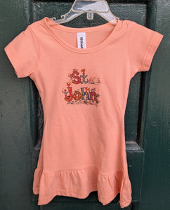 Sherbet Orange Ruffled St. John USVI Kids Dress