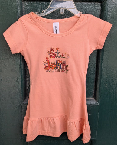 Sherbet Orange Ruffled St. John USVI Kids Dress