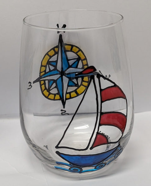 Hand-Painted Stemless Wineglasses by Stepho
