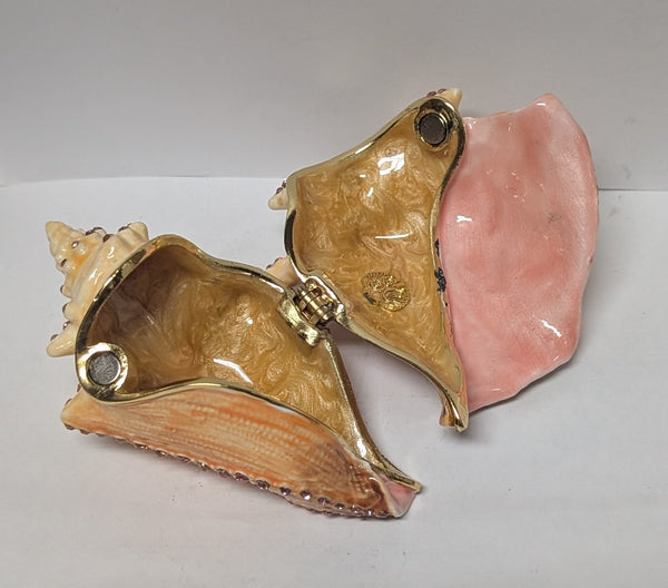 Orange Conch Shell Jewelry Box