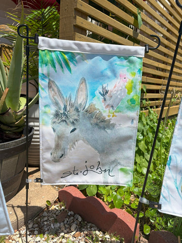 St. John Baby Donkey Garden Flag by Hibiscus Jazz