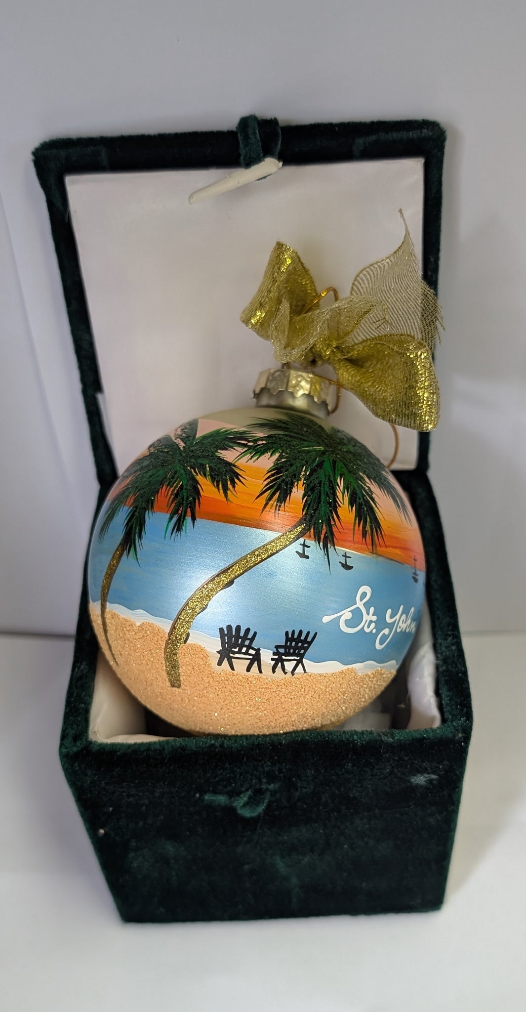 Hand Painted Island in the Sun Glass Ball Ornament - St. John, VI