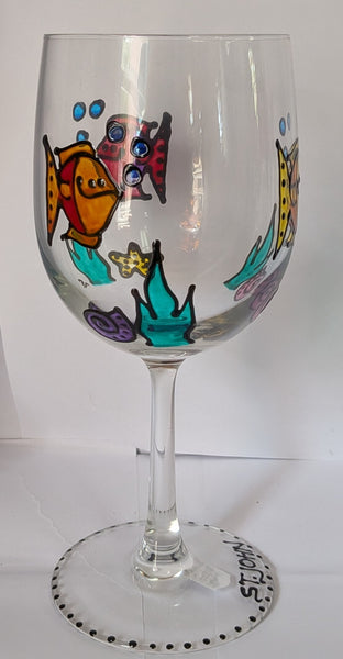 Hand-Painted White Wine Glasses by Stepho