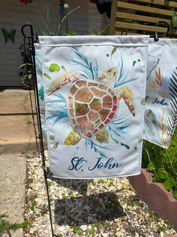 St. John Sea Turtle Garden Flag by Hibiscus Jazz